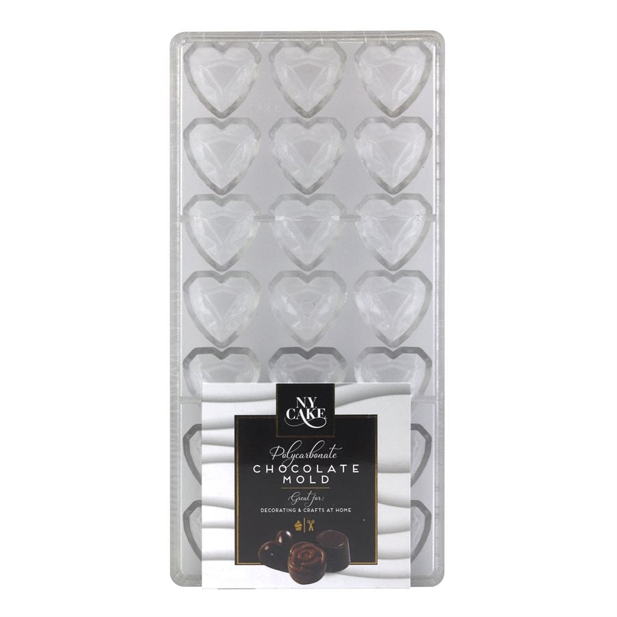 Molde de policarbonato para chocolate Corazón Geométrico de NY Cake