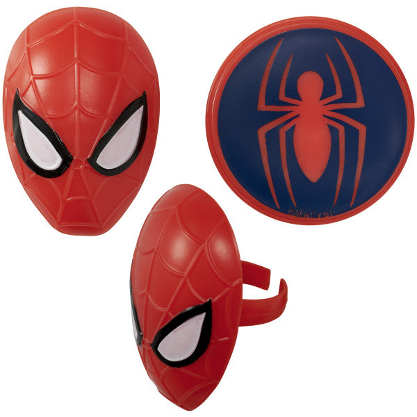 Spider Man Spider & Mask Cupcake Rings 12ct