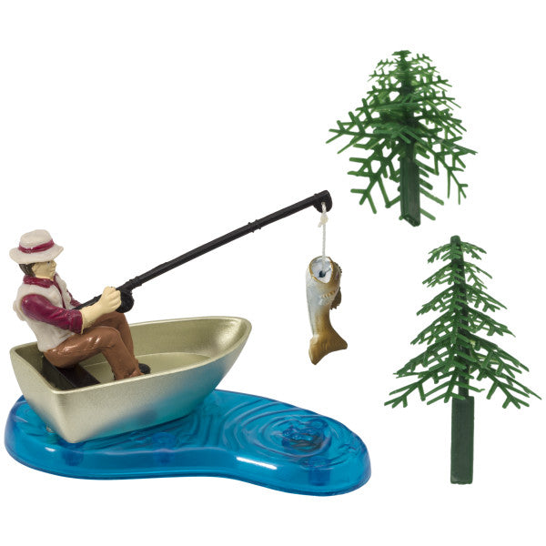 Pescador con Decoset de Peces en Acción