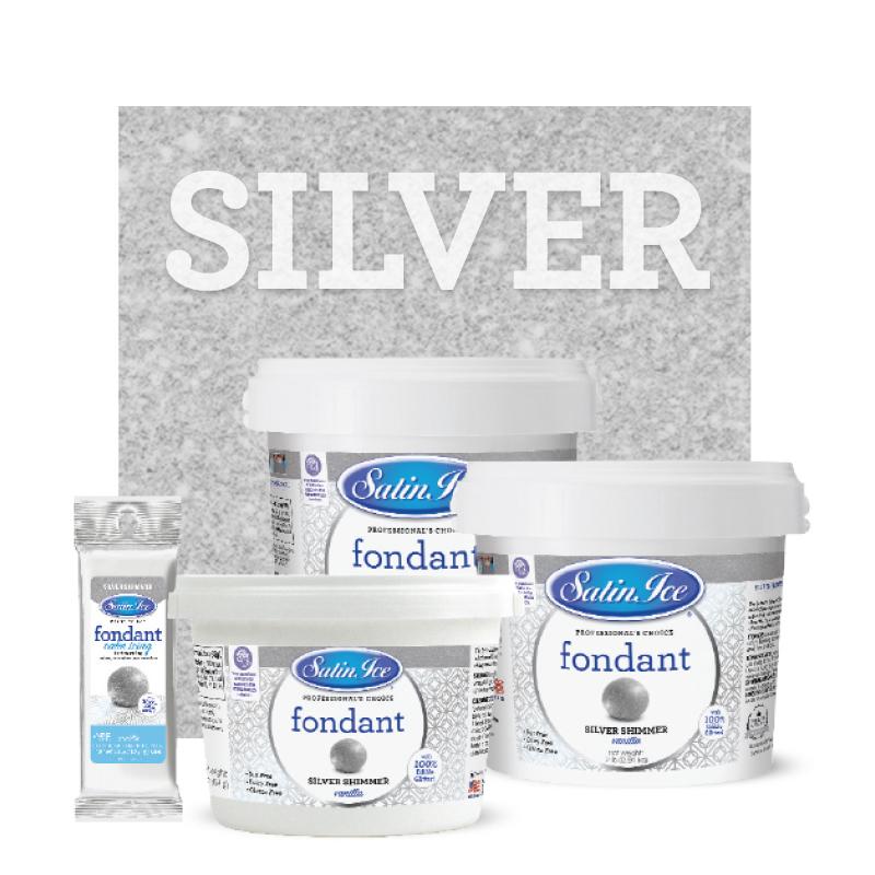 Satin Ice Silver Shimmer Fondant — 4oz or 1lb
