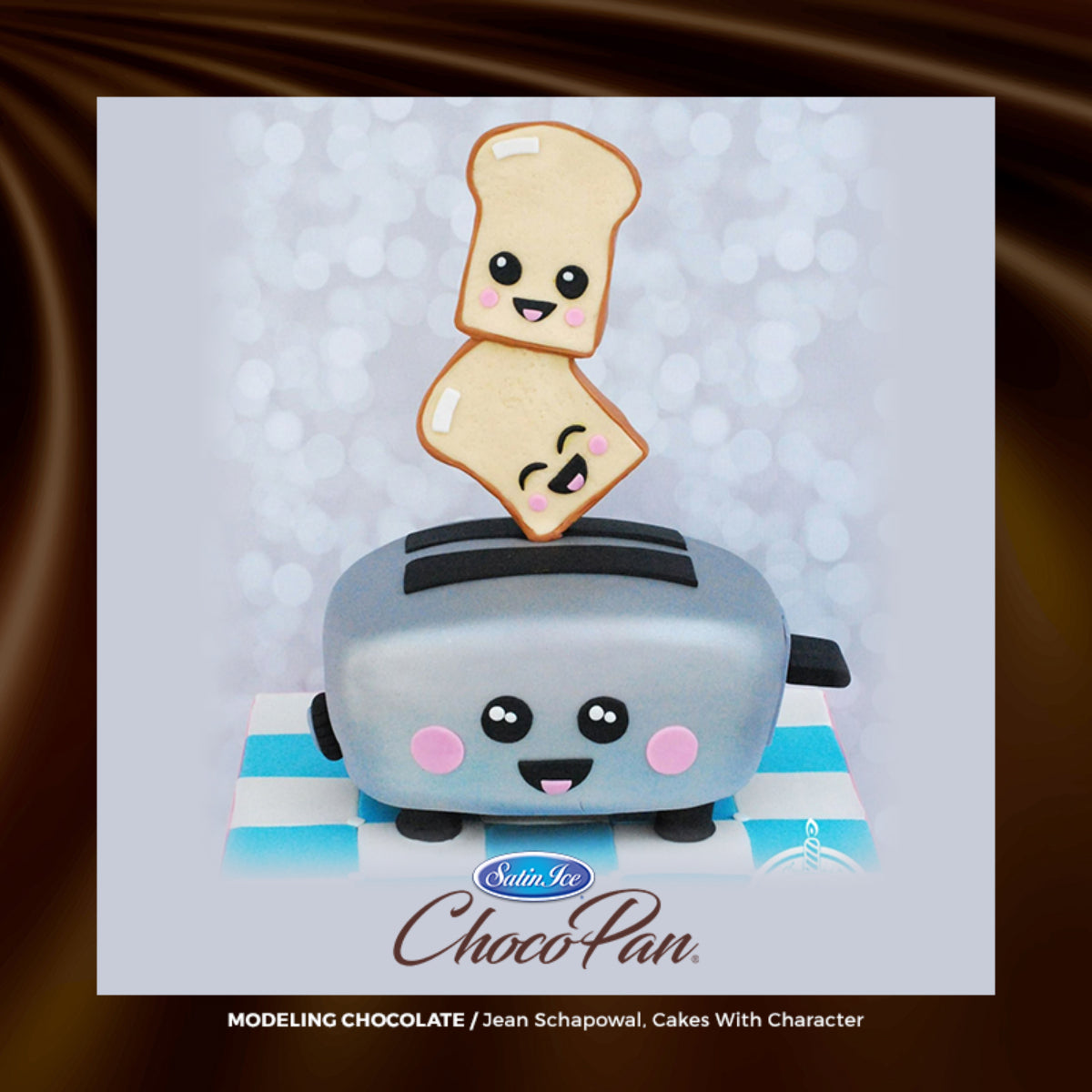 White and brown Satin Ice ChocoPan modeling chocolate blocks for cake decorating and sculpting.
