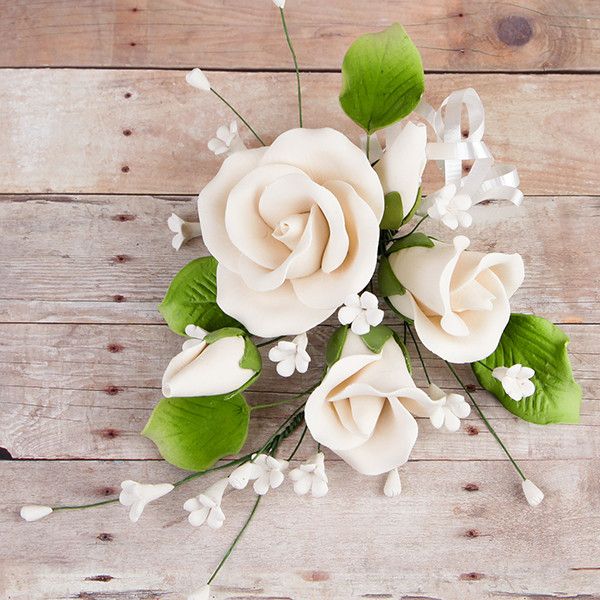 Trio Garden Rose Spray Red#7 Ivory #3