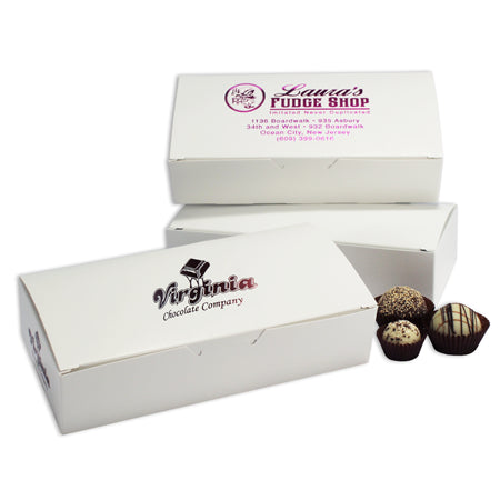 Box #34 - 9 x 4 1/2 x 2 White Candy & Fudge Boxes- 2lb