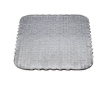 Silver scalloped cake board from Whalen Packaging, all sizes, with decorative scalloped edges for cake presentation.