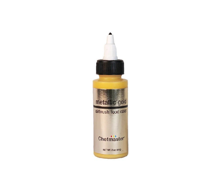 Chefmaster Pintura aerográfica metálica 2oz — Colores oro, plata y perla