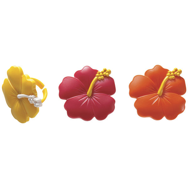 Hibiscus Flower Cupcake Rings 12ct