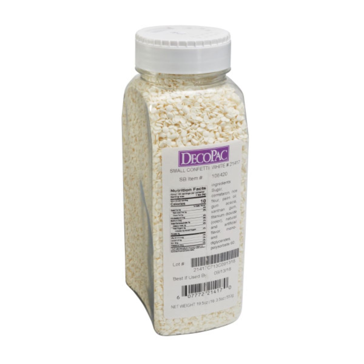 Decopac Smalll White Edible Confetti 19.5oz