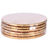 Gold circle cake drum by Whalen Packaging, available in all sizes, with a shiny gold finish and sturdy support for cakes.