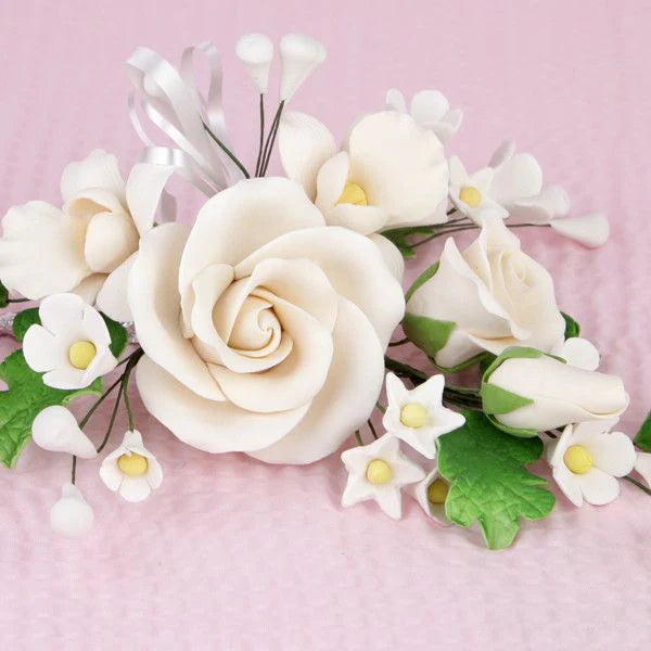 Ramo de flores de pasta de goma de rosas de té