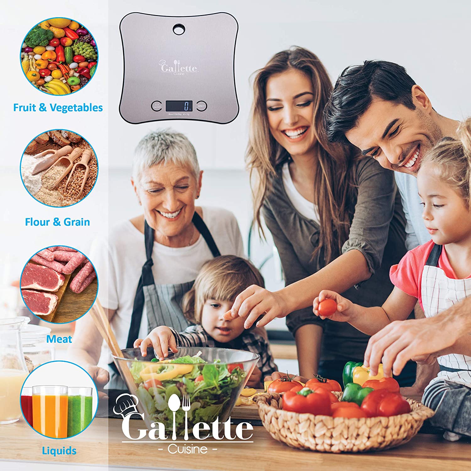 Báscula digital de 11 lb / 5 kg para pesar Galletas