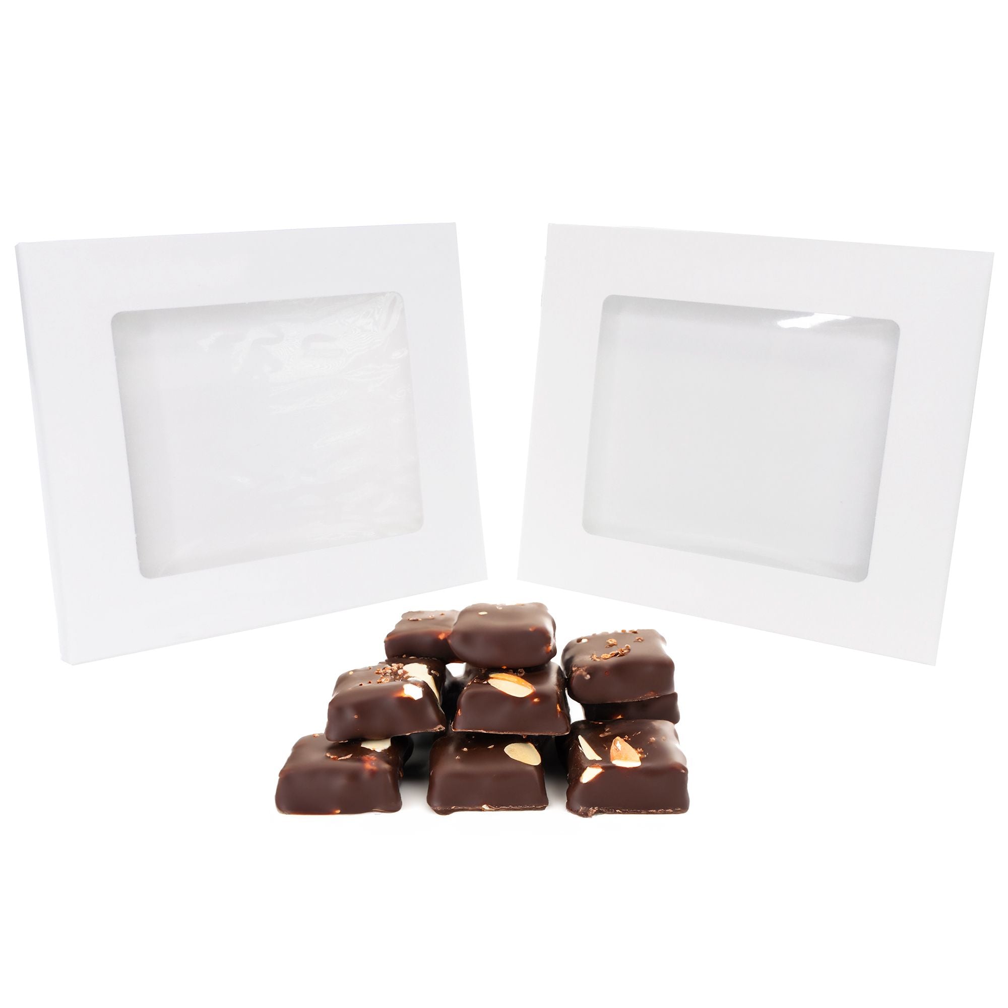 Caja n.º 20 - Caja de recuerdos para barra de chocolate blanco de 4 1/4 x 5/8 x 4 5/8 con ventana