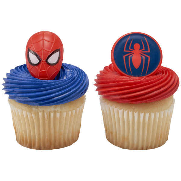Spider Man Spider & Mask Cupcake Rings 12ct