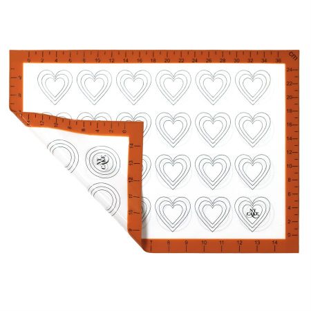 Tapete de silicona NY Cake con forma de corazón/redondo para macarons, de media lámina