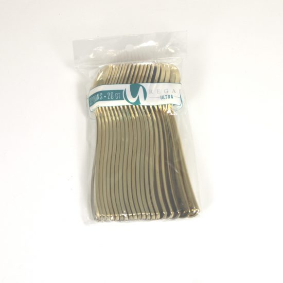 Gold Plastic Cutlery 20ct