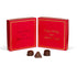 35RGC - Tapas cuadradas rojas con borde dorado de 5 3/4 x 5 3/4 x 1 1/8 de 8 oz.