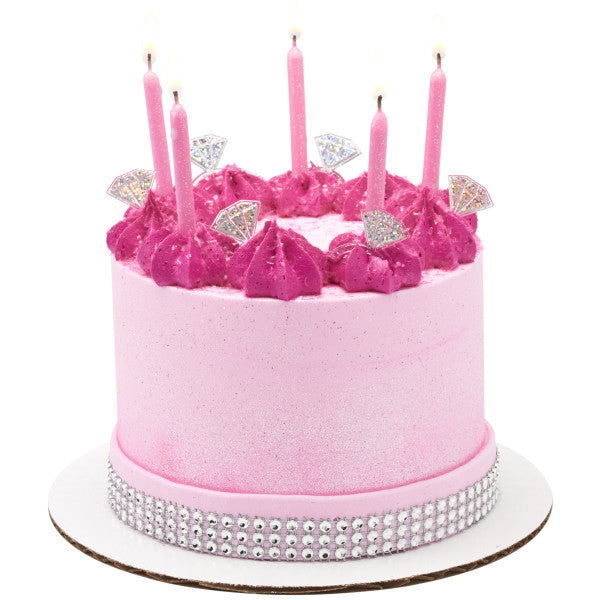 Velas rosas con purpurina