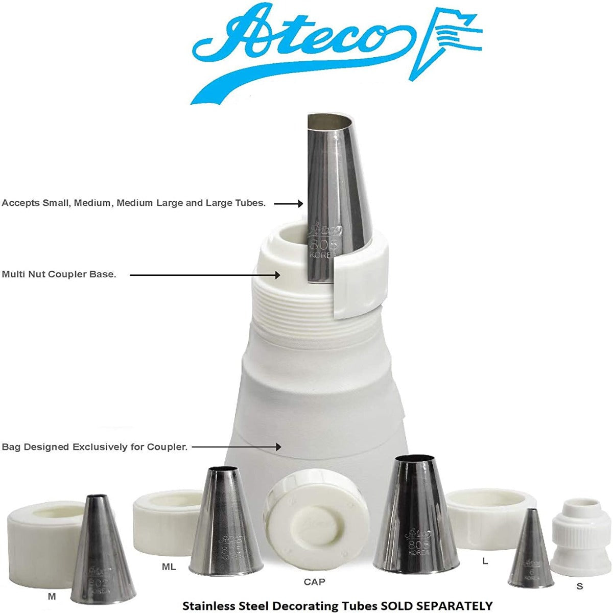 Ateco 4 Size 7 Piece Coupler Set