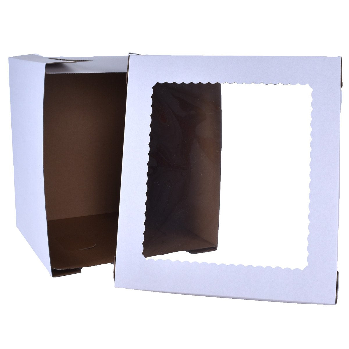 Heavy duty sheet cake boxes by Whalen Packaging in various sizes, sturdy cardboard containers for bakery cakes.