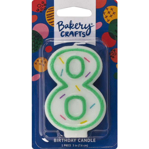 Numeral 8 Green Sprinkle Candle