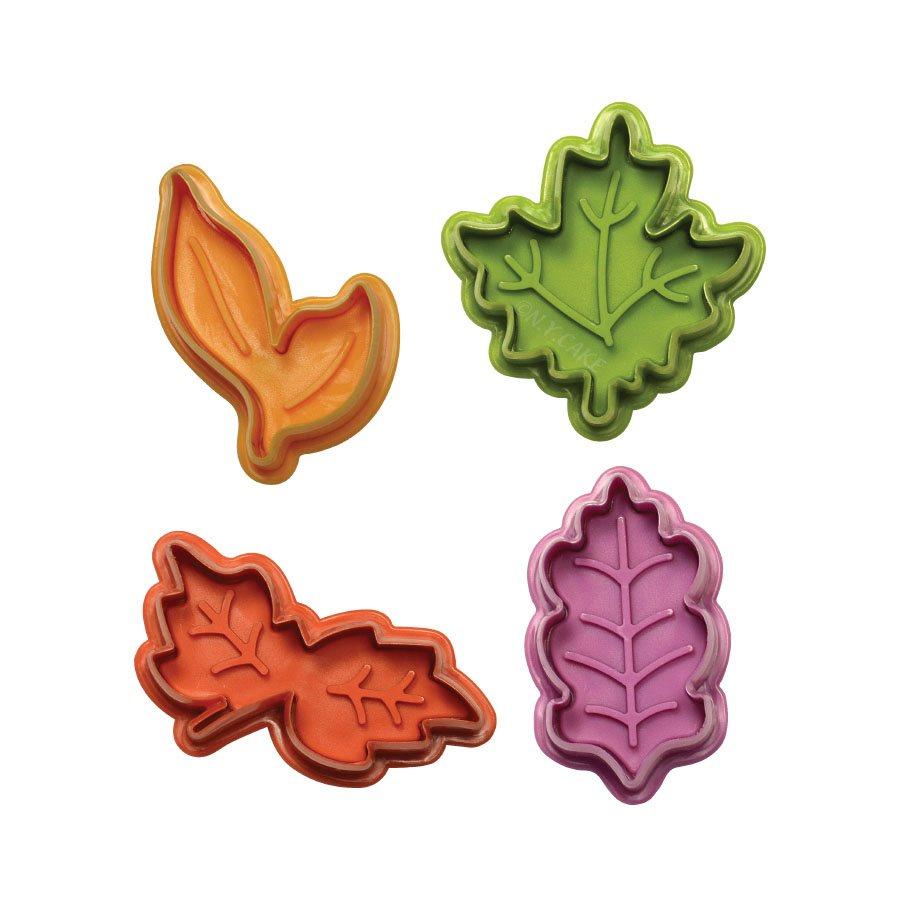Leaves Plunger Cutter - Set of 4 NY Cake Fondant Cutter - Bake Supply Plus