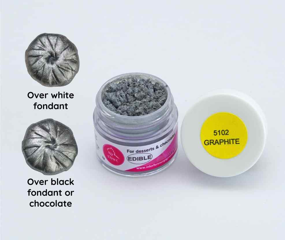Black Luster Dust  Graphite Luxe Edible Luster Dust for Cakes