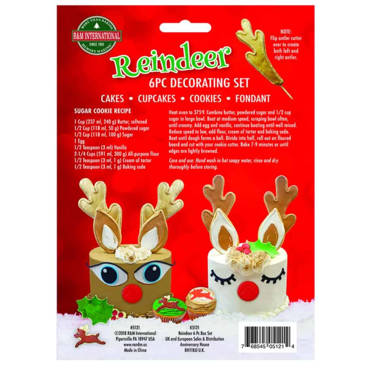 R&M Cookie Cutter Reindeer Cake Decorating Set 6pc