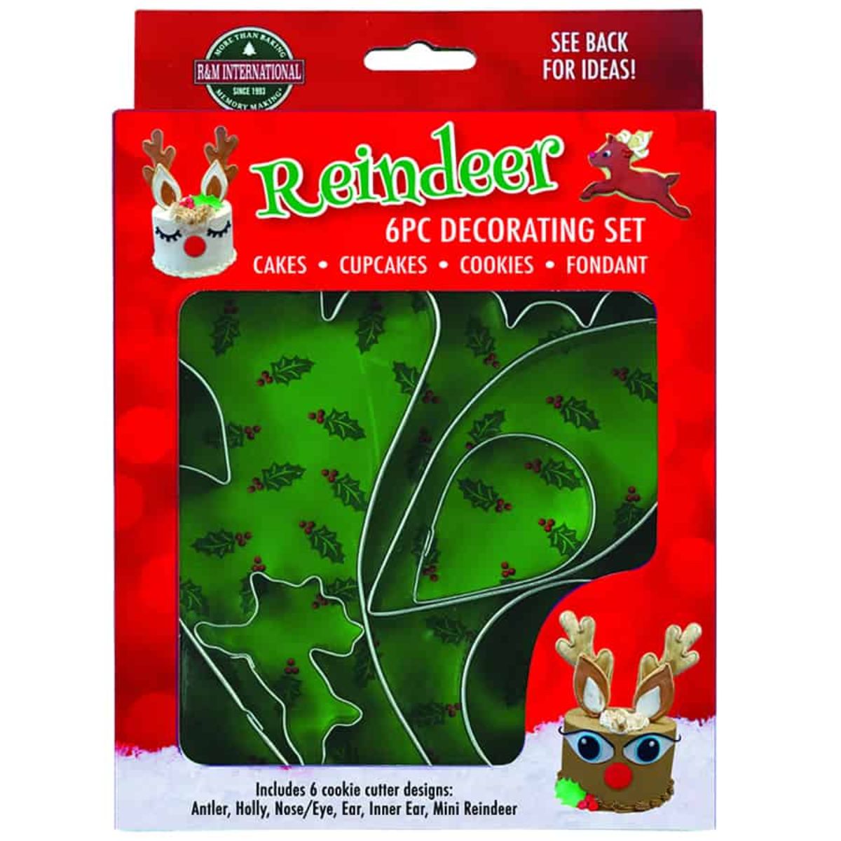 R&M Cookie Cutter Reindeer Cake Decorating Set 6pc