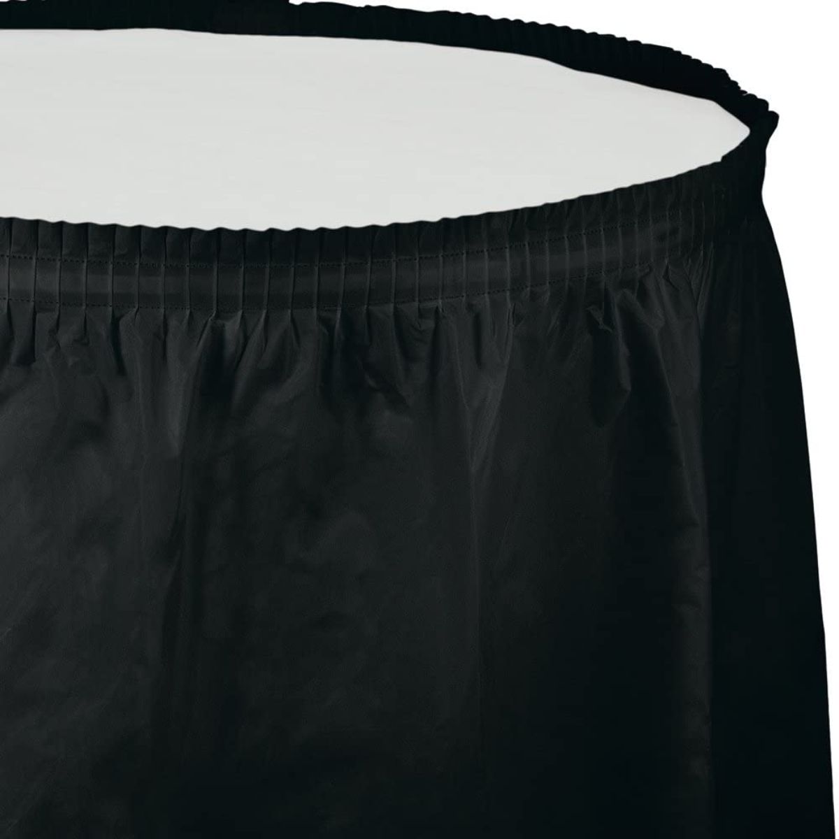 Snap Drape 5462EG29C2014 Marquis 17 6 x 29 Black Continuous Pleat Table  Skirt with Velcro Clips