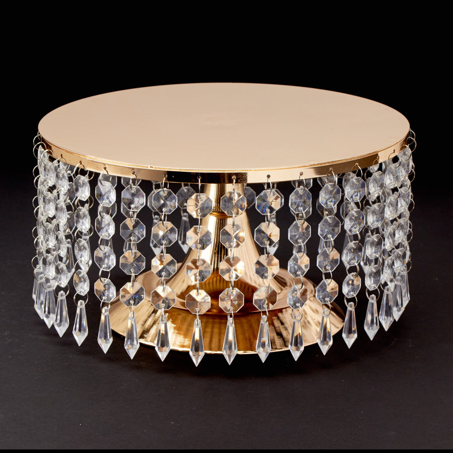 Crystal Beaded Cake Stand 10" - Gold
