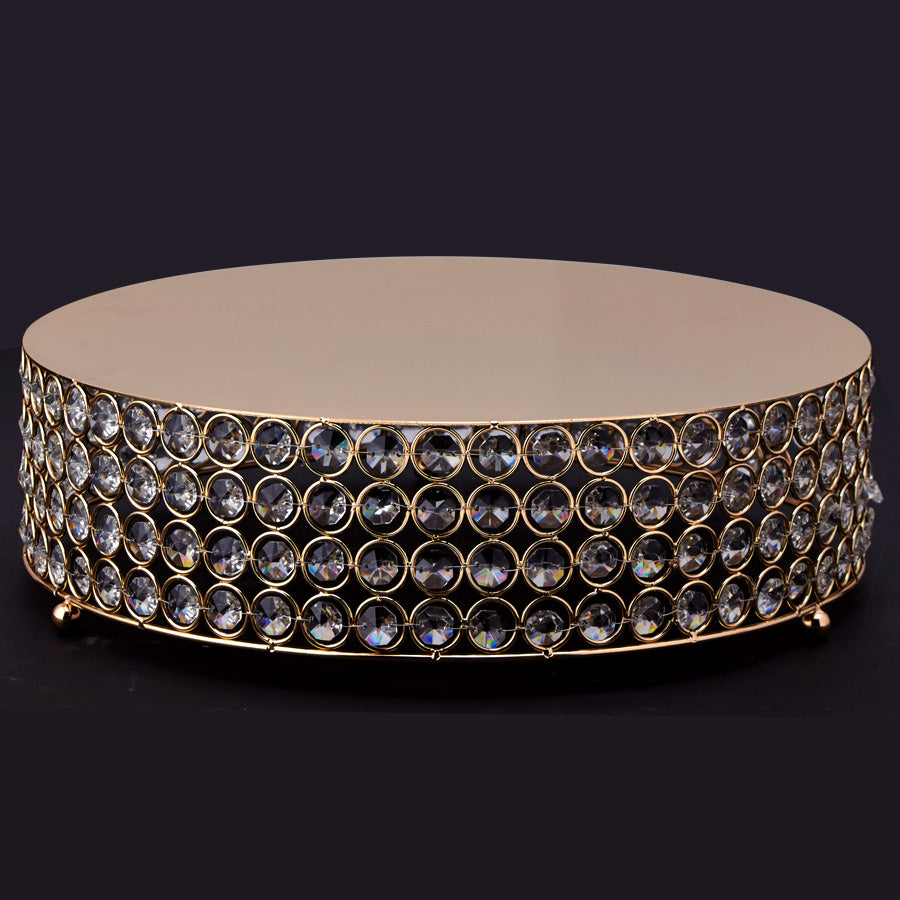 Crystal Round Cake Stand 13�" - Gold