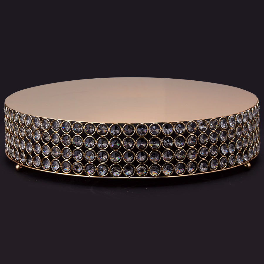 Crystal Round Cake Stand 18" - Gold