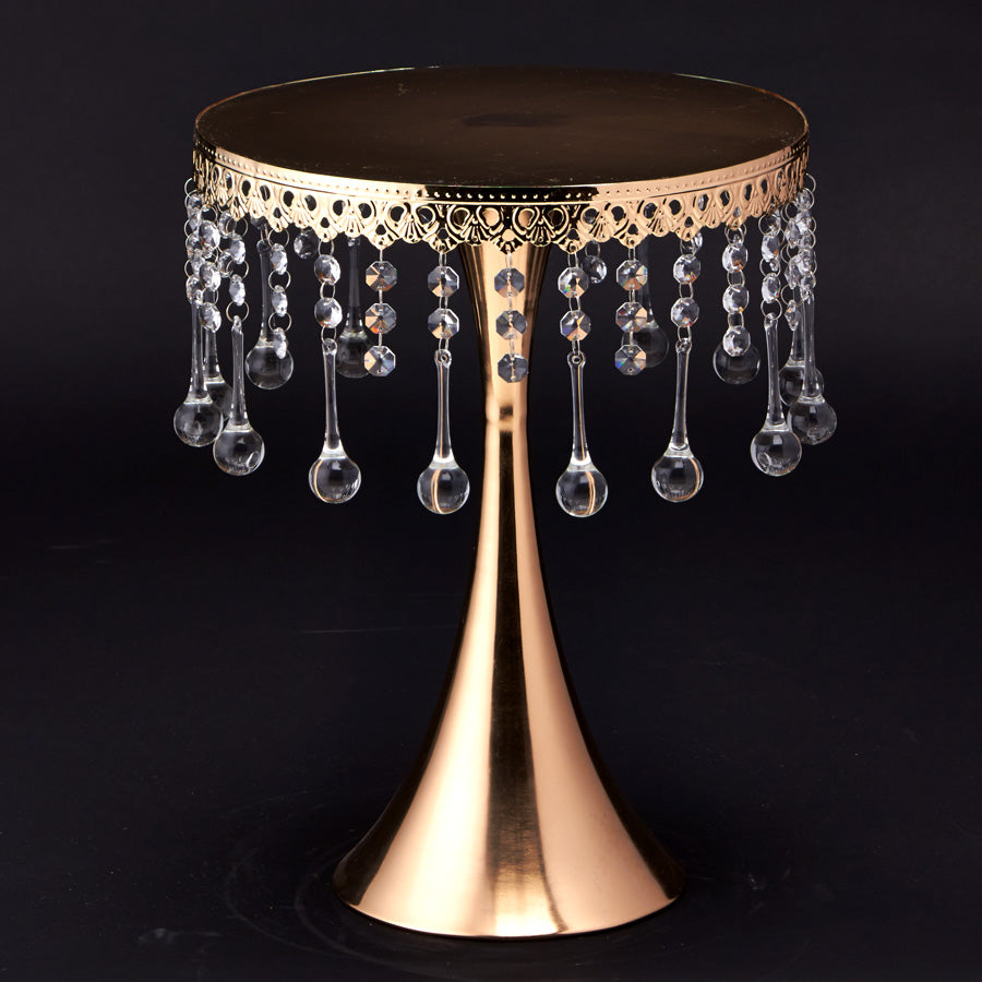 Crystal Beaded Cake Stand 16.5" Gold