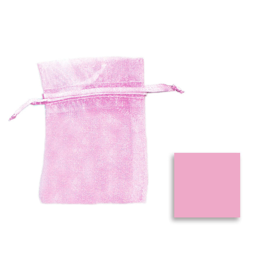 Organza Sheer Bags 5" X 6.5" 12Pc Pink