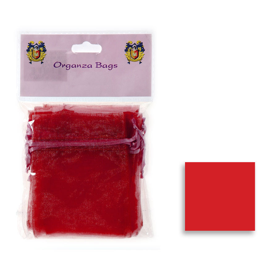 Organza Sheer Bags 5" X 6.5" - 12Pcs Red