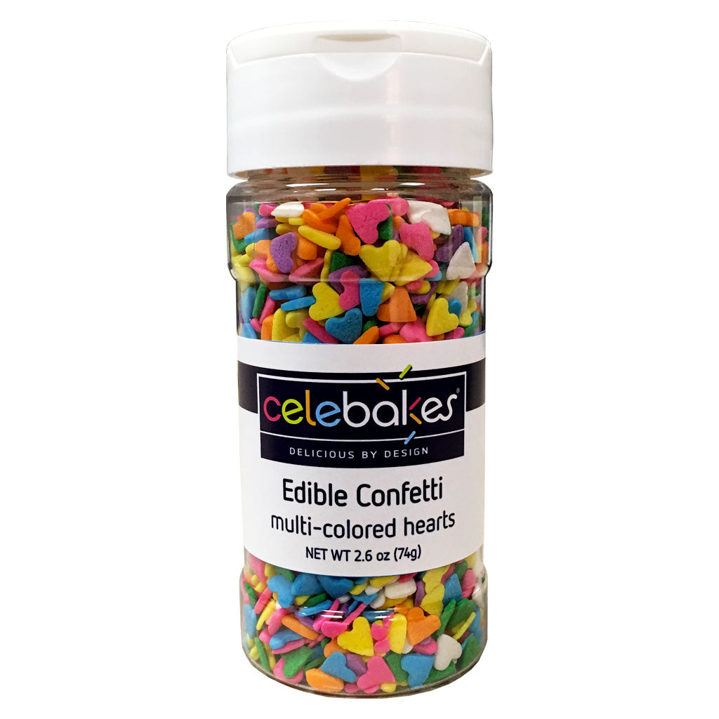 Celebakes Muli-Color Hearts Edible Confetti, 2.6 oz.