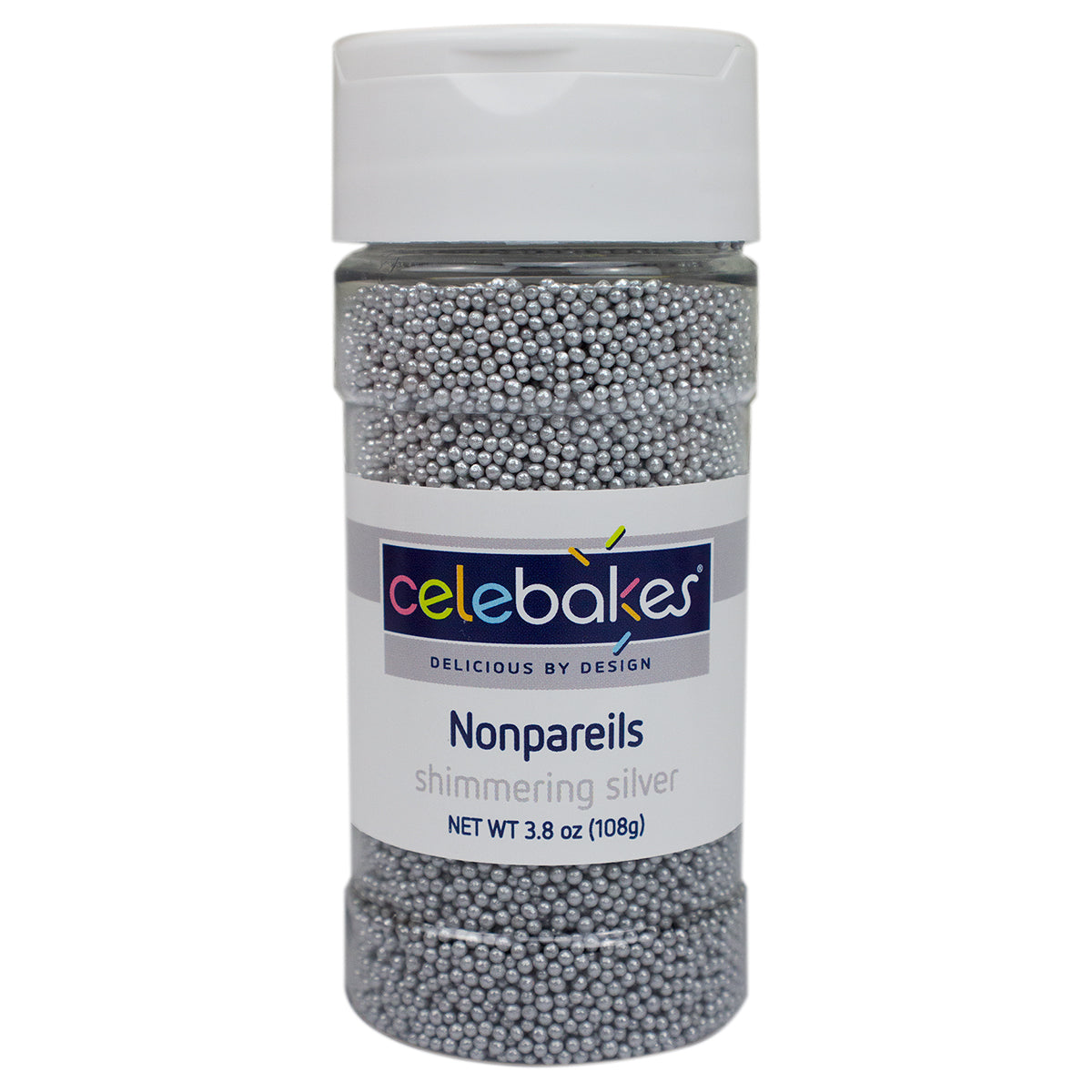 CK Nonpareils Shimmering Silver 3.8oz CK Products Sprinkles - Bake Supply Plus