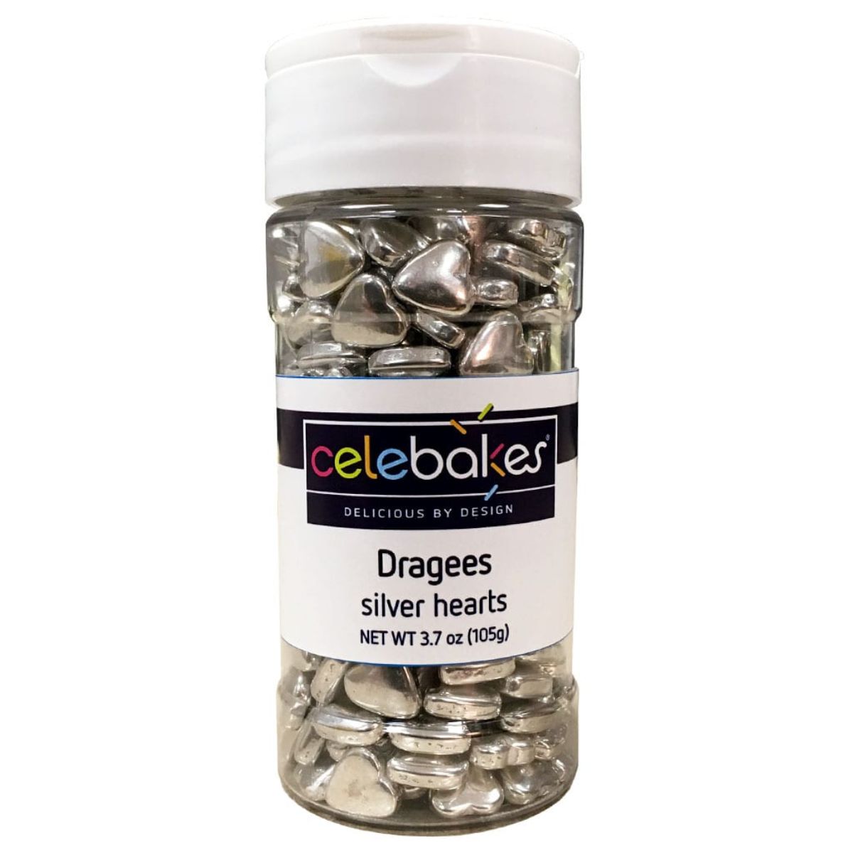 Dragees Silver Hearts 3.7oz