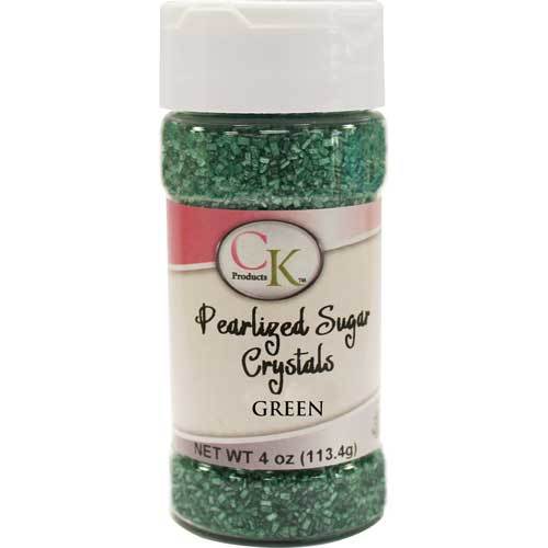 CK Pearlized Green Sugar Crystals 4 oz CK Products Sprinkles - Bake Supply Plus