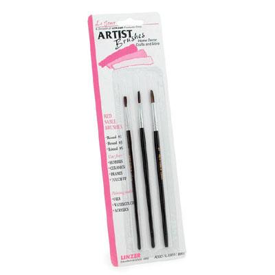 Artist Brushes Round Red Sable 3 Count Sizes 1-3-5