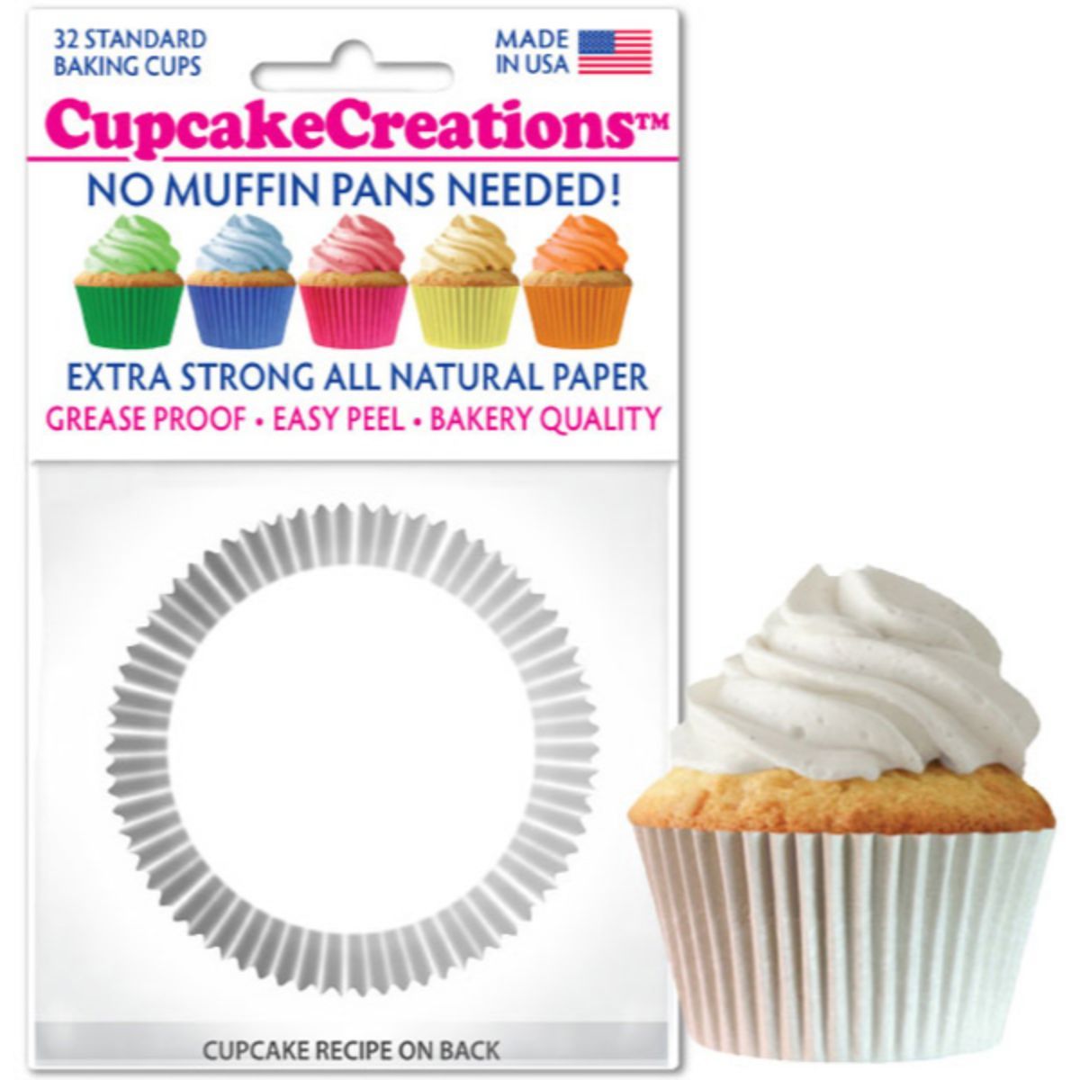 White Cupcake Liner, 32 ct. Cupcake Creations Cupcake Liner - Bake Supply Plus
