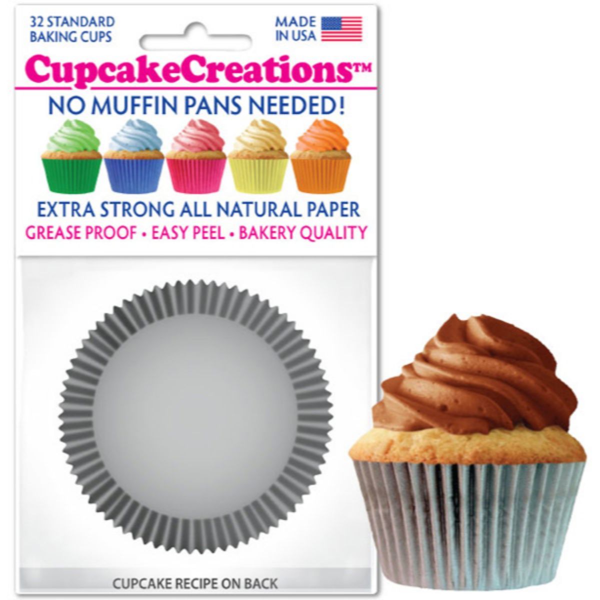 Silver Cupcake Liner, 32 ct. Cupcake Creations Cupcake Liner - Bake Supply Plus
