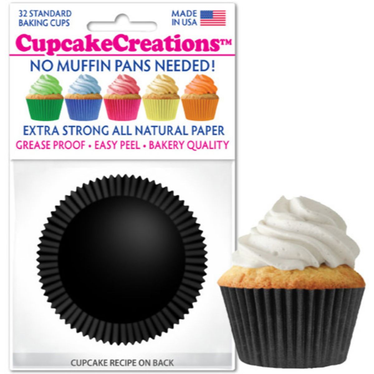 Black Cupcake Liner, 32 ct. Cupcake Creations Cupcake Liner - Bake Supply Plus