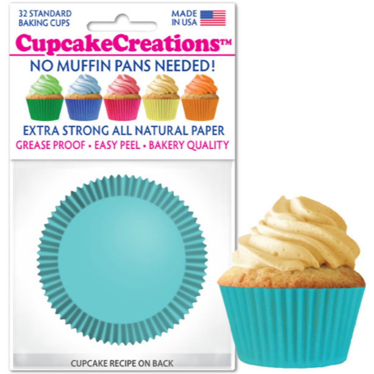 Light Turquoise Cupcake Liner, 32 ct. Cupcake Creations Cupcake Liner - Bake Supply Plus