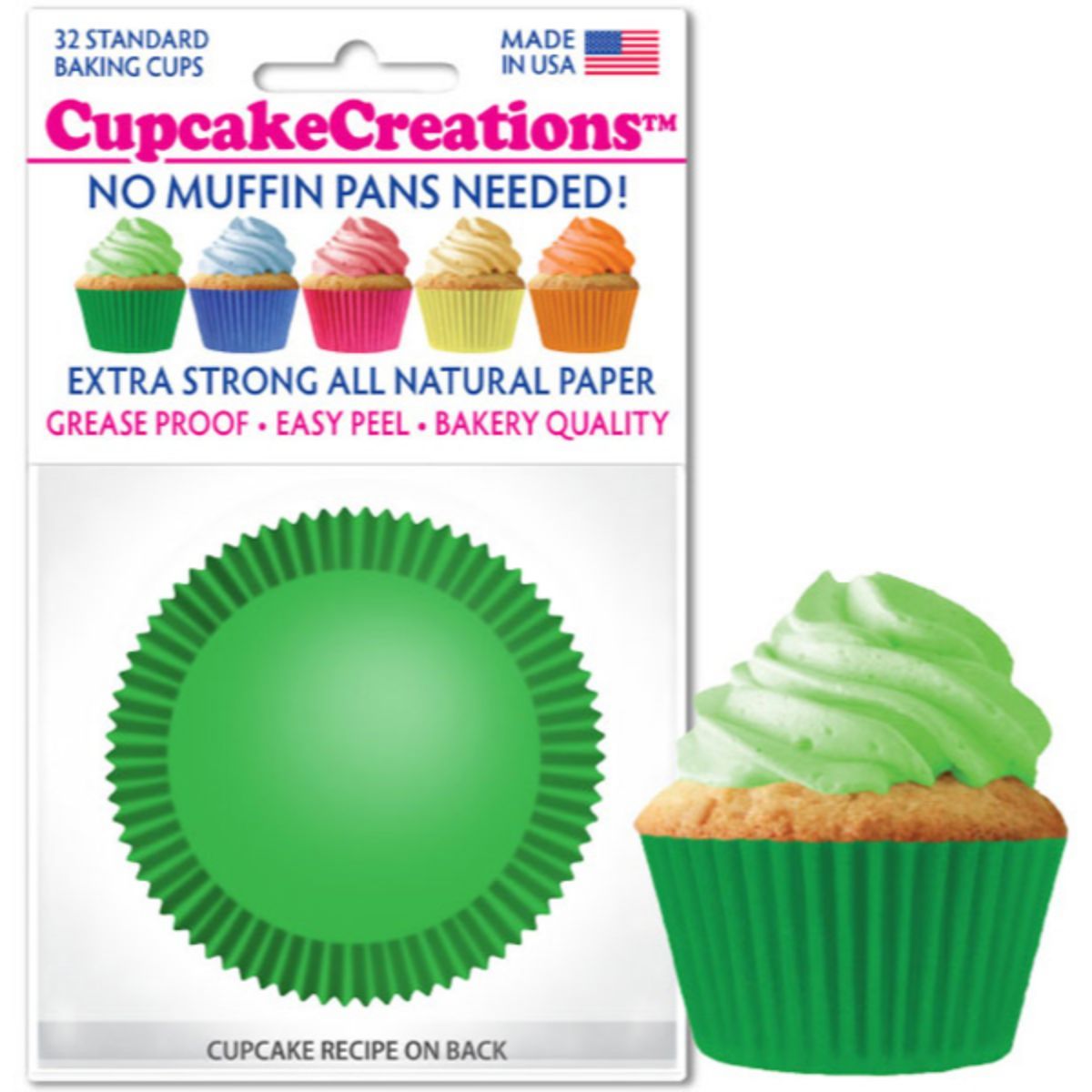 Green Cupcake Liner, 32 ct. Cupcake Creations Cupcake Liner - Bake Supply Plus