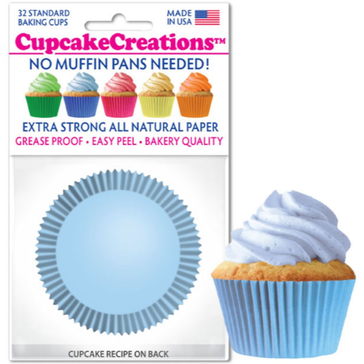 Light Blue Cupcake Liner, 32 ct. Cupcake Creations Cupcake Liner - Bake Supply Plus