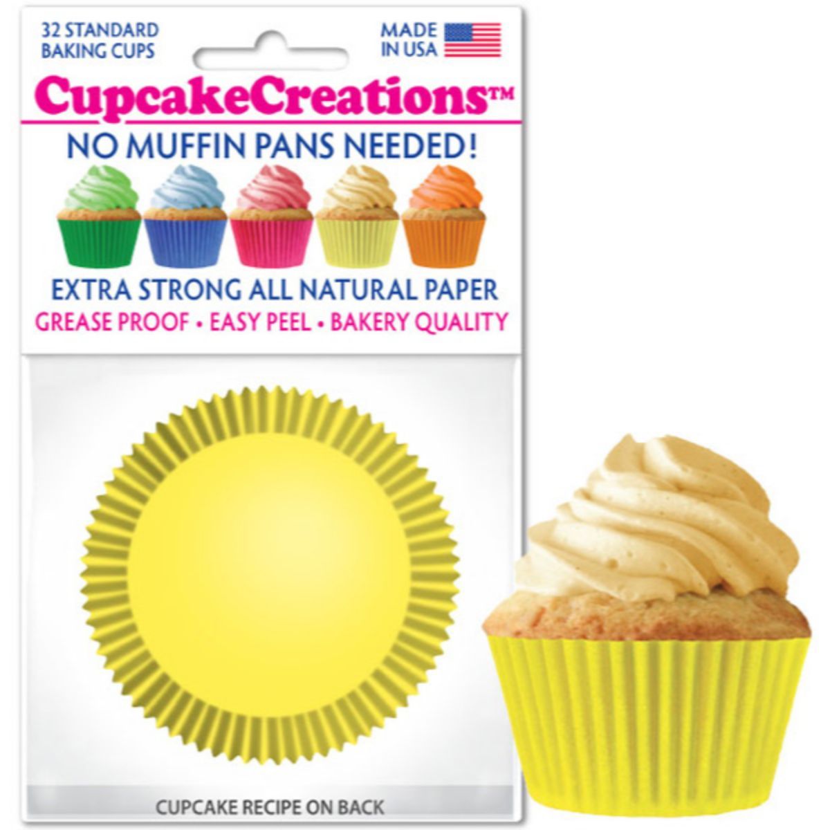 Yellow Cupcake Liner, 32 ct. Cupcake Creations Cupcake Liner - Bake Supply Plus