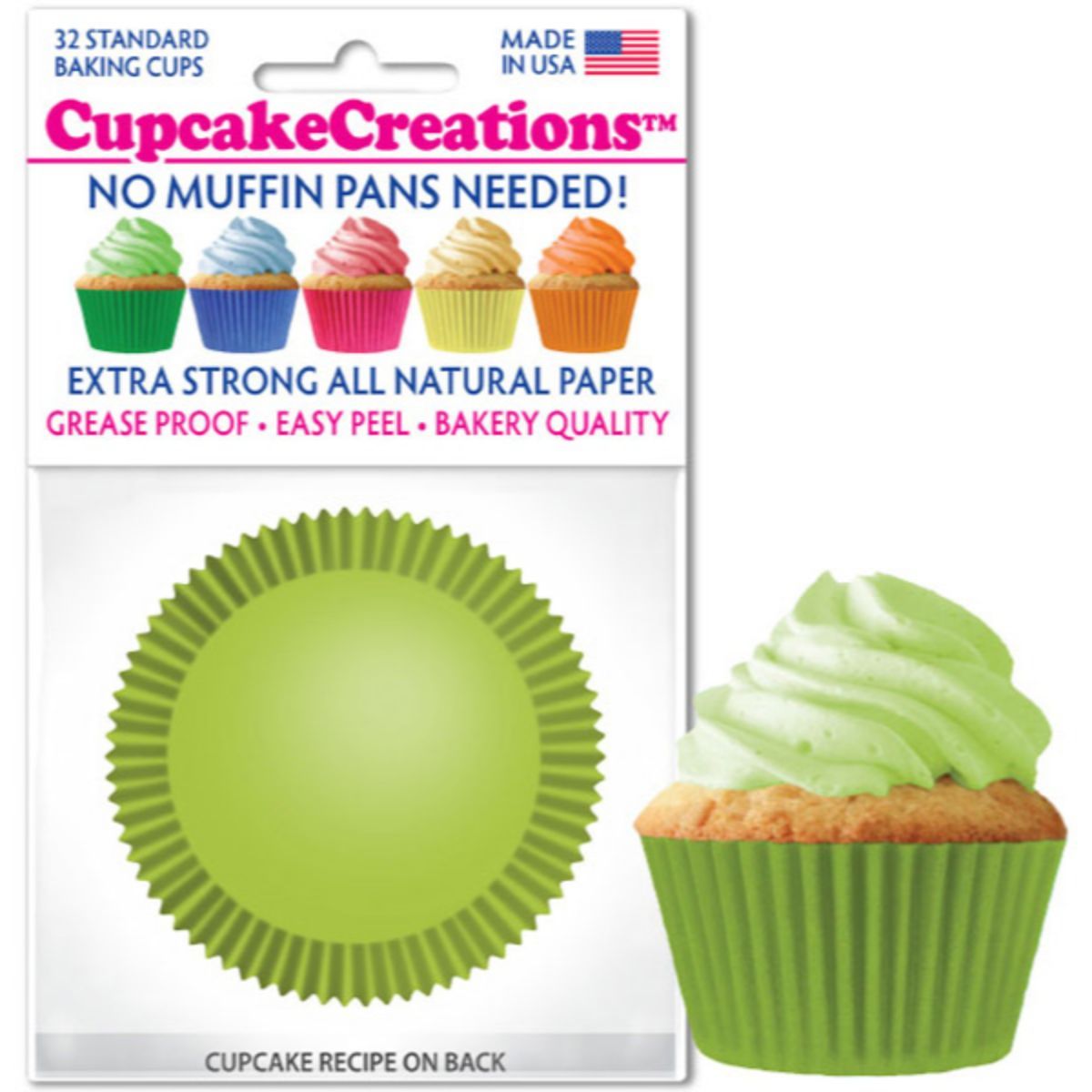 Lime Green Cupcake Liner, 32 ct. Cupcake Creations Cupcake Liner - Bake Supply Plus
