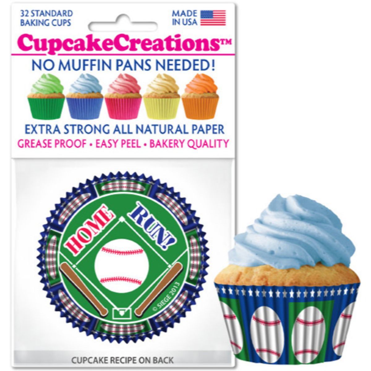 Baseball Cupcake Liner, 32 ct. Cupcake Creations Cupcake Liner - Bake Supply Plus