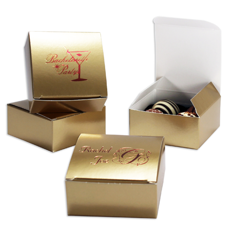 13G - 2 1/2 x 2 1/2 x 1 1/8 Gold Foil Small Favor Boxes