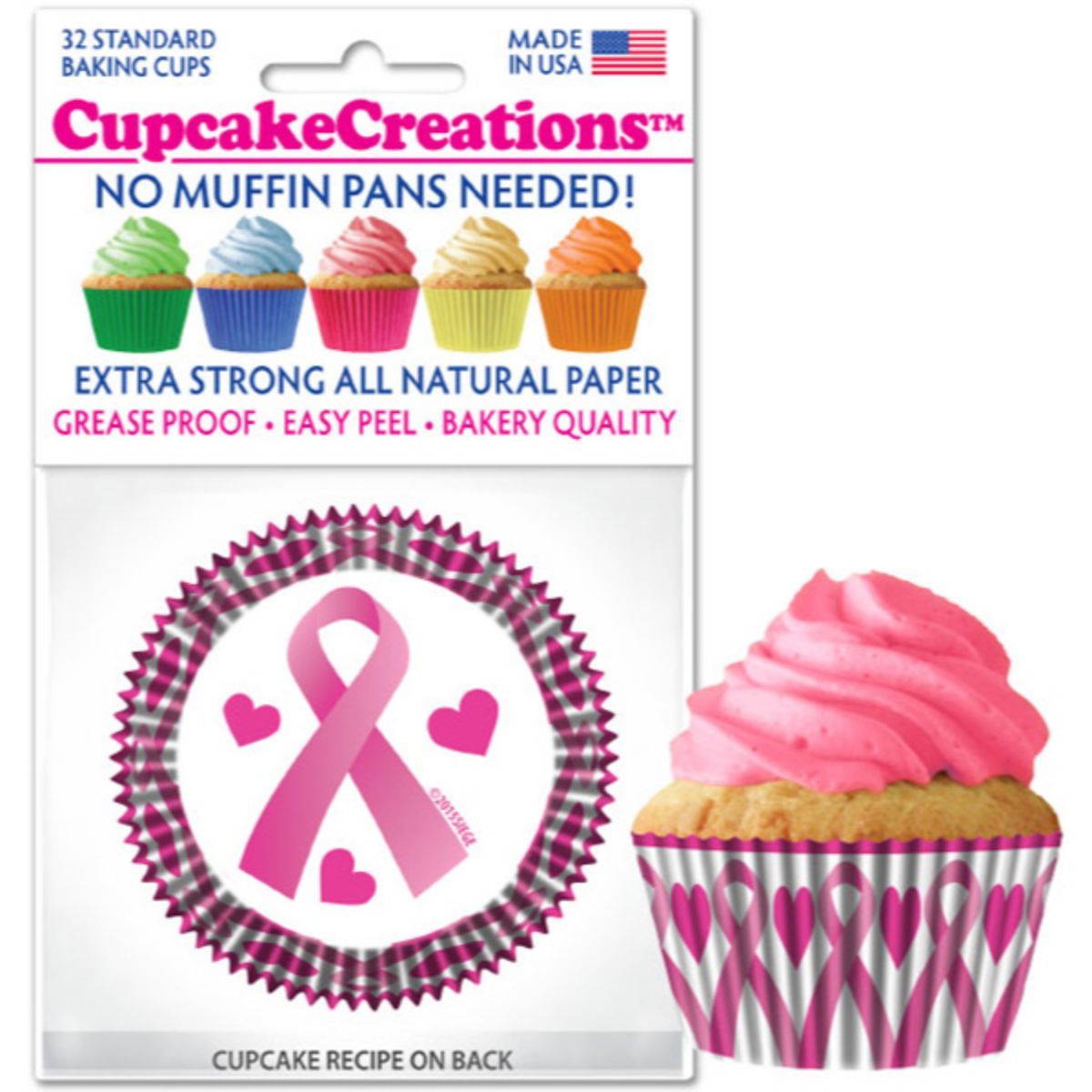 Pink Ribbon Cupcake Liner, 32 ct. Cupcake Creations Cupcake Liner - Bake Supply Plus
